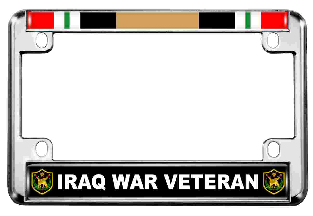Iraq War Veteran - Motorcycle Metal License Plate Frame Iraq War Veteran - Motorcycle Metal License Plate Frame